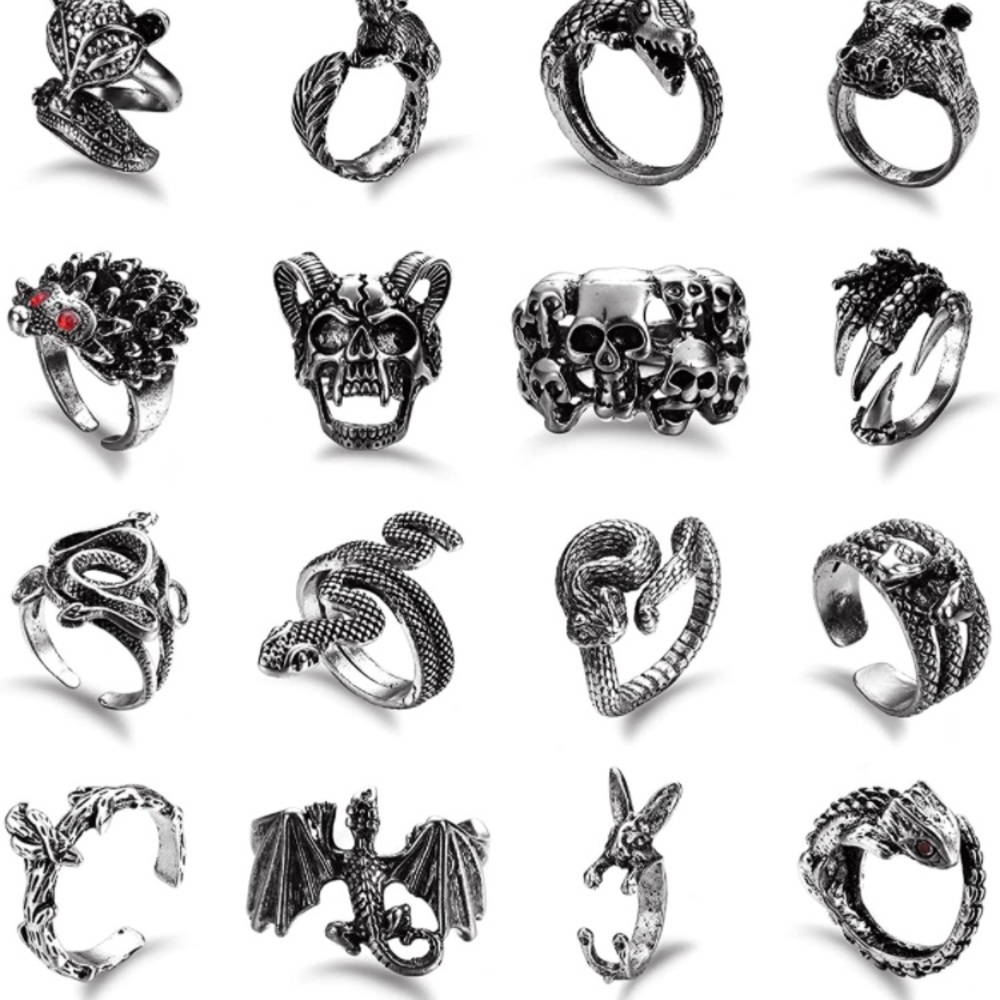 16Pcs Punk Rings Set